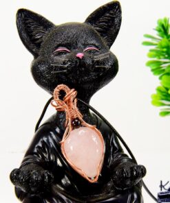 Alternative view of Pendentif Resba - quartz rose wire wrapped