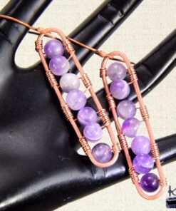 Alternative view of Boucles d'oreille Sin - cuivre et améthyste