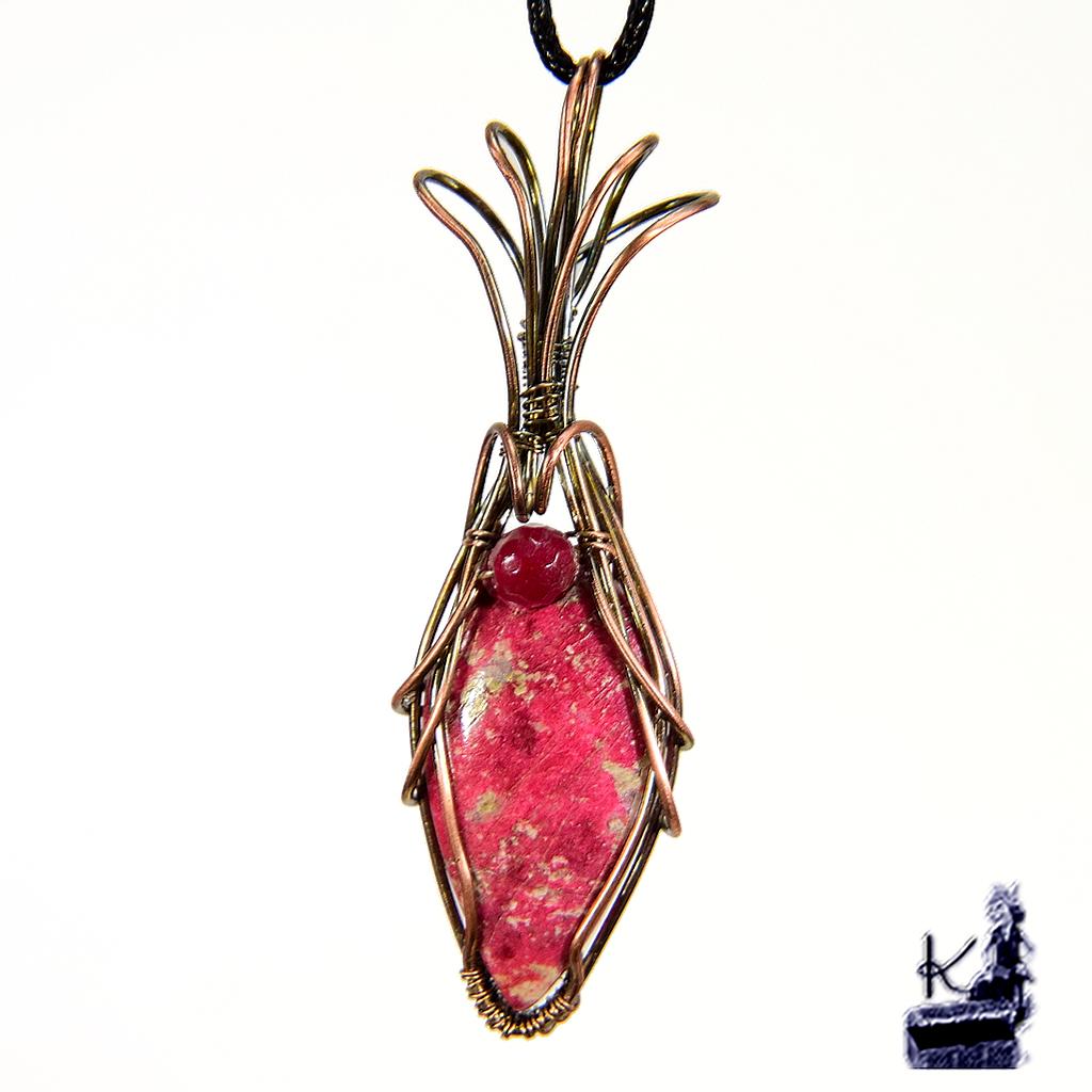 Pendentif Orchis en cuivre naturel et thulite