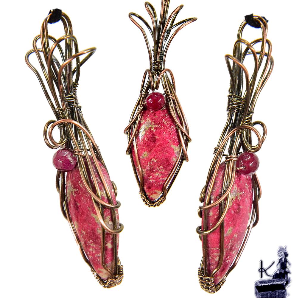 Pendentif Orchis - thulite wire wrapped – Image 7