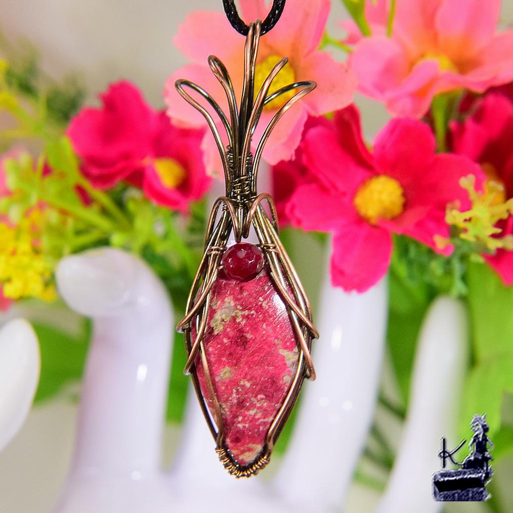 Pendentif Orchis - thulite wire wrapped – Image 6