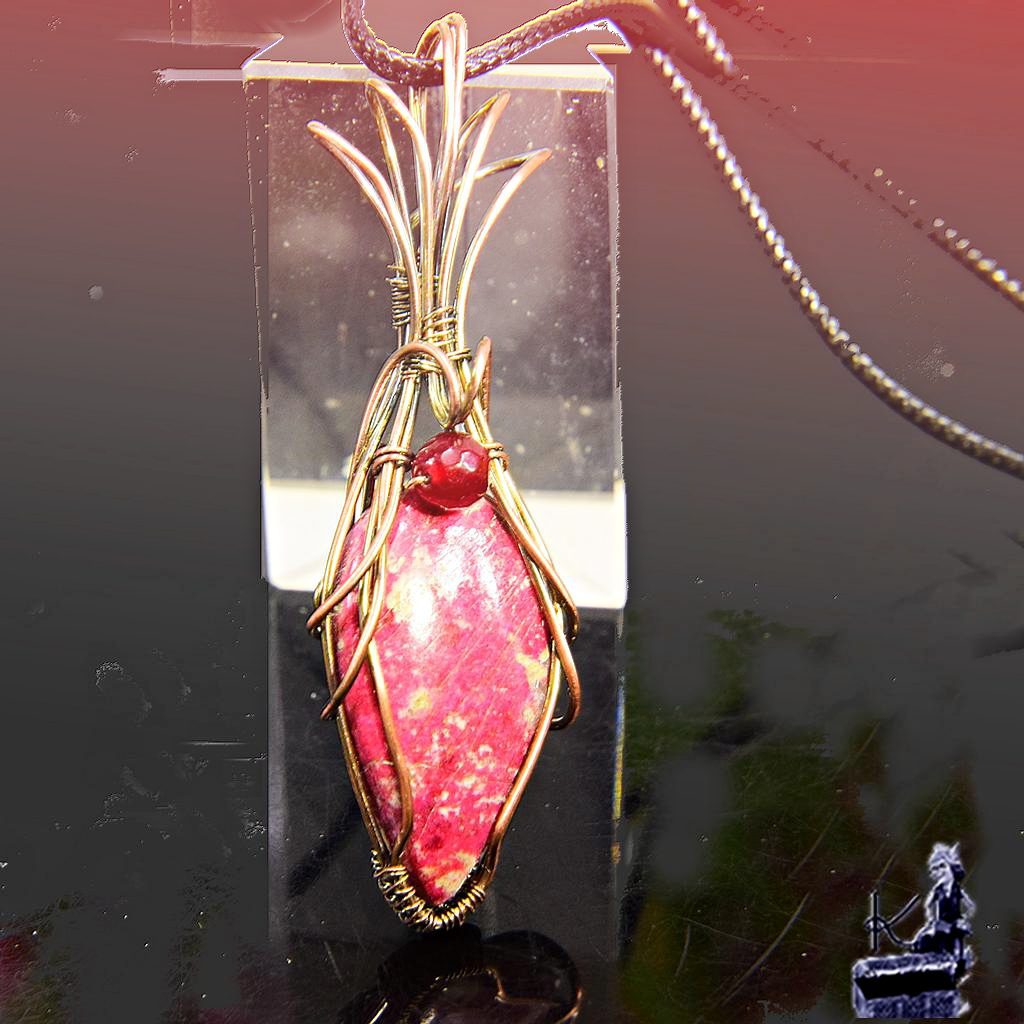 Pendentif Orchis - thulite wire wrapped – Image 5