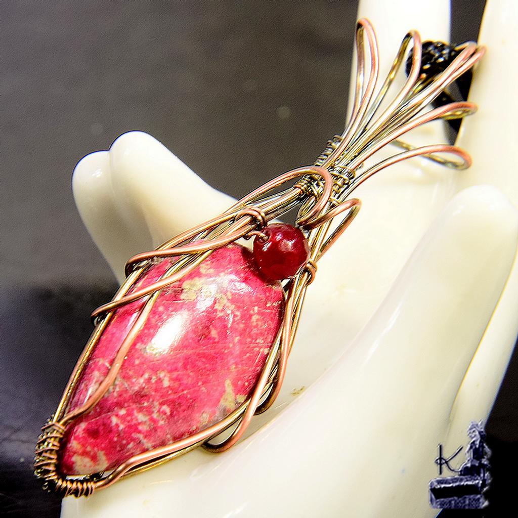 Pendentif Orchis - thulite wire wrapped – Image 4