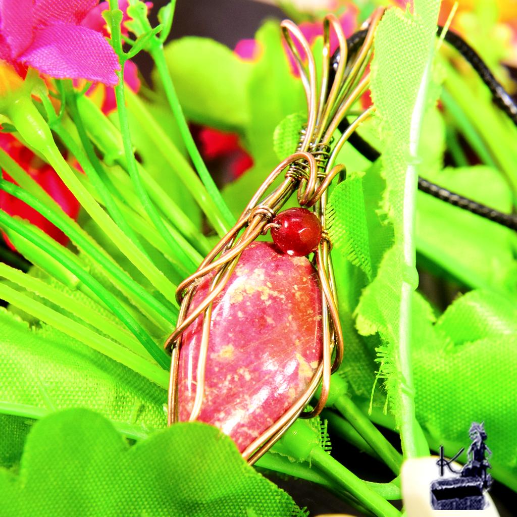 Pendentif Orchis - thulite wire wrapped – Image 3