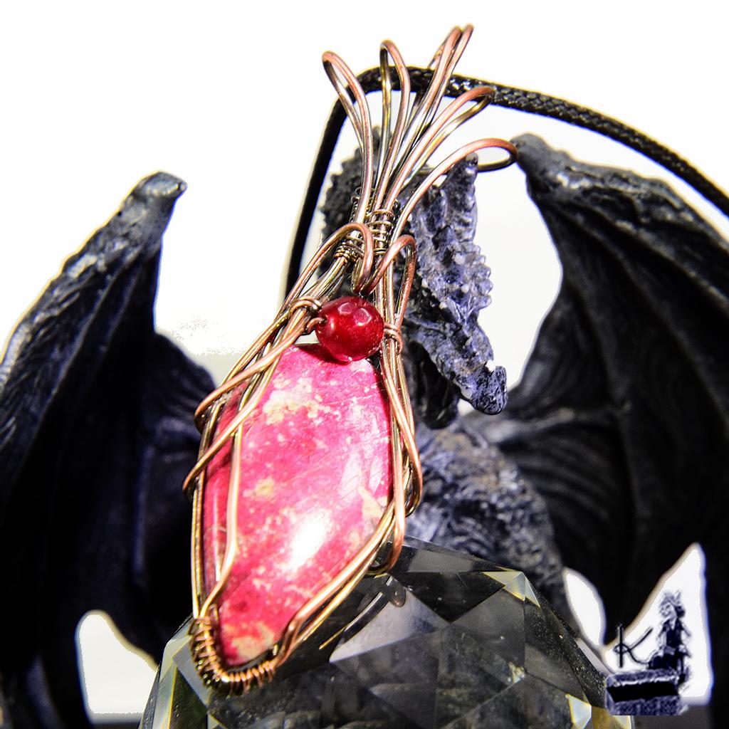 Pendentif Orchis - thulite wire wrapped – Image 2