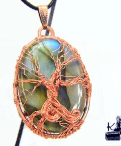 Pendentif Delan - arbre de vie sur labradorite