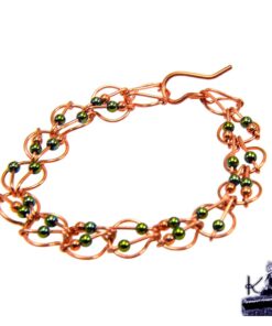 Bracelet Jarla en cuivre avec des perles en hematite