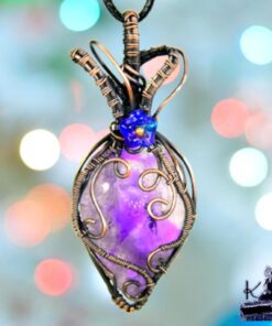 Pendentif Denez - améthyste wire wrapped avec cuivre – Image 6