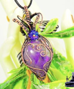 Pendentif Denez - améthyste wire wrapped avec cuivre – Image 5