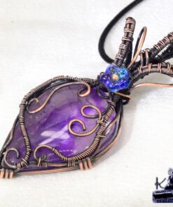 Pendentif Denez - améthyste wire wrapped avec cuivre – Image 4