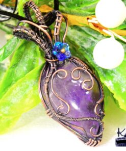 Pendentif Denez - améthyste wire wrapped avec cuivre – Image 3