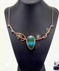 Collier Onnen en cuivre naturel et chrysoscolle