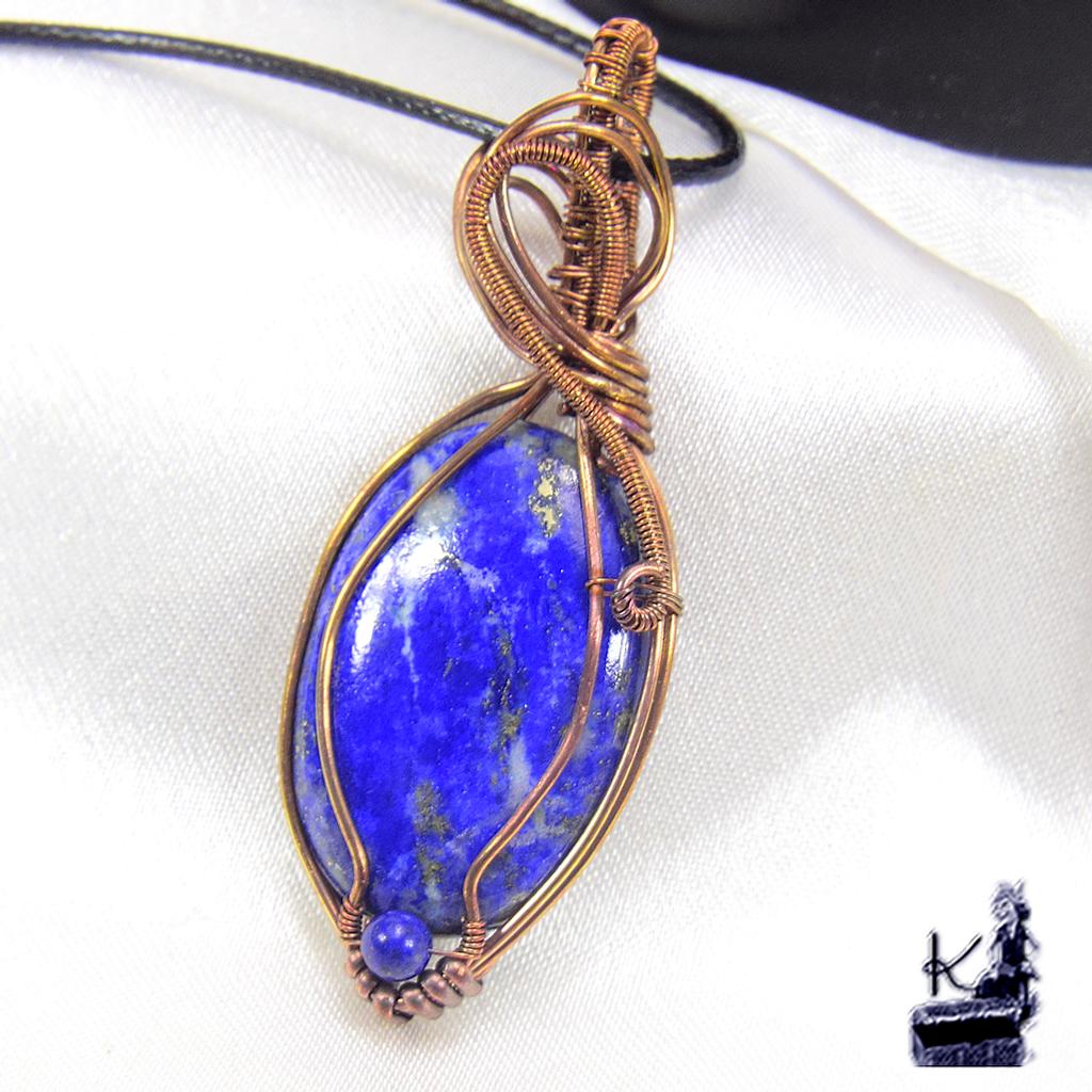 Pendentif Telia - lapis lazuli cuivre wire wrapped – Image 4