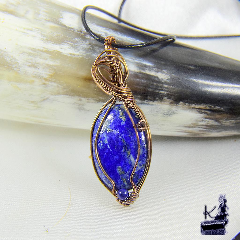 Pendentif Telia - lapis lazuli cuivre wire wrapped – Image 2