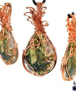 Pendentif Gaïga - agate mousse et cuivre – Image 2