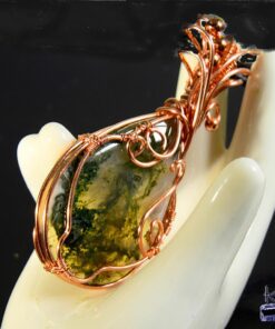 Pendentif Gaïga - agate mousse et cuivre – Image 3