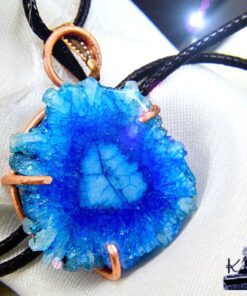 Pendentif Ama - druzy agate bleue