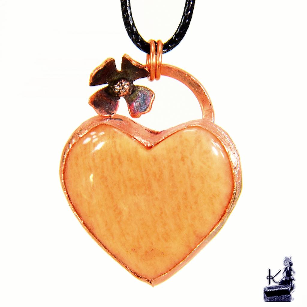 Pendentif Freesia en cuivre et amazonite pêche