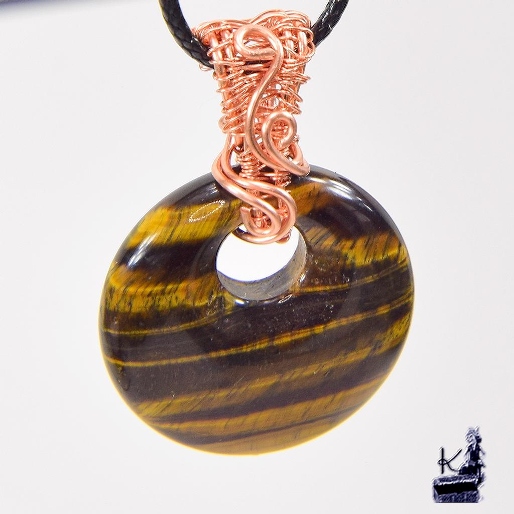 R : Pendentif Kemo - oeil de tigre wire wrapped – Image 5