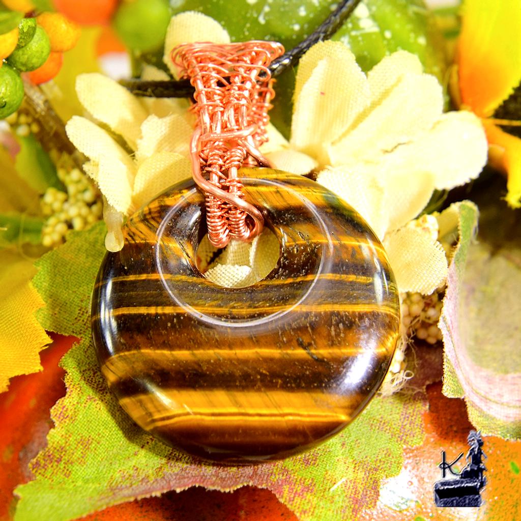 R : Pendentif Kemo - oeil de tigre wire wrapped – Image 4
