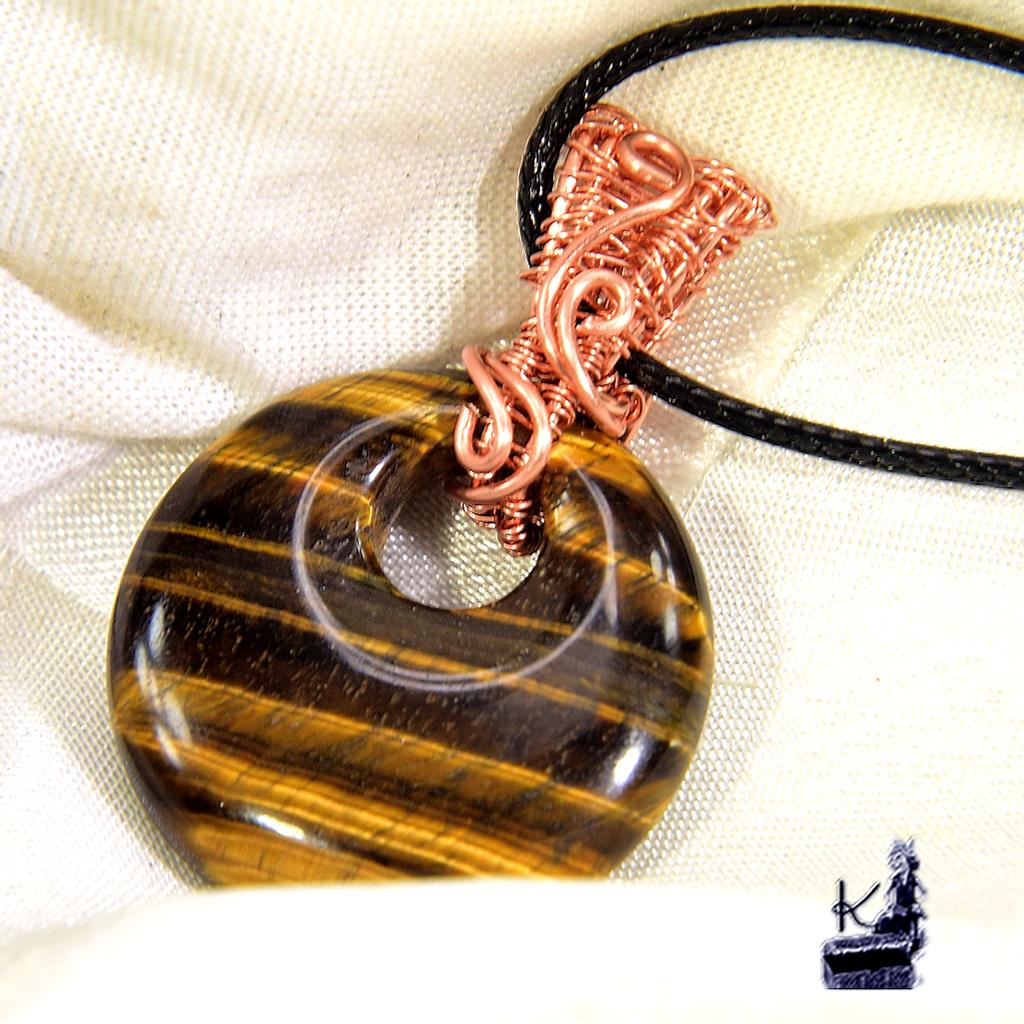 R : Pendentif Kemo - oeil de tigre wire wrapped – Image 3