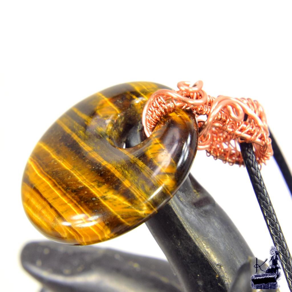 R : Pendentif Kemo - oeil de tigre wire wrapped – Image 2