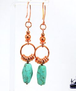 Boucles d'oreille Meneva en cuivre et howlite