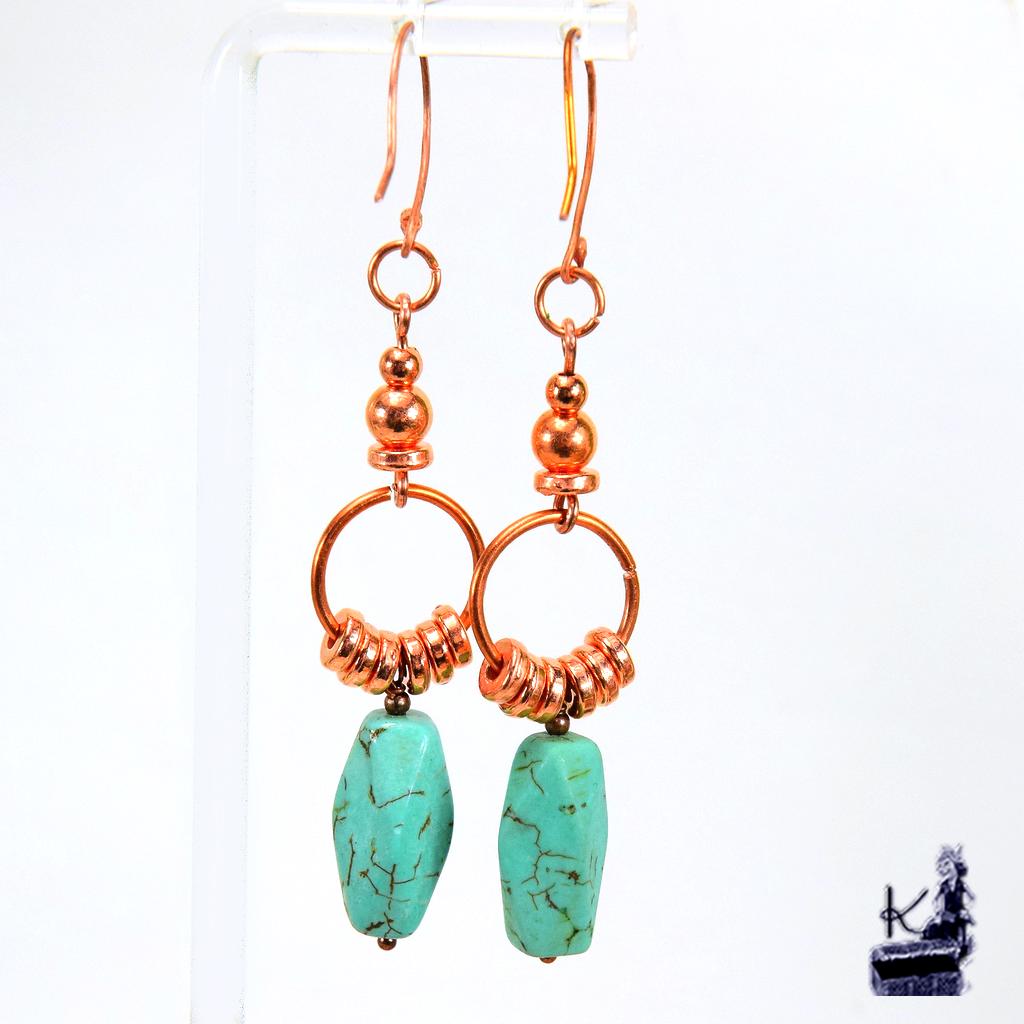 Boucles d'oreille Meneva en cuivre et howlite