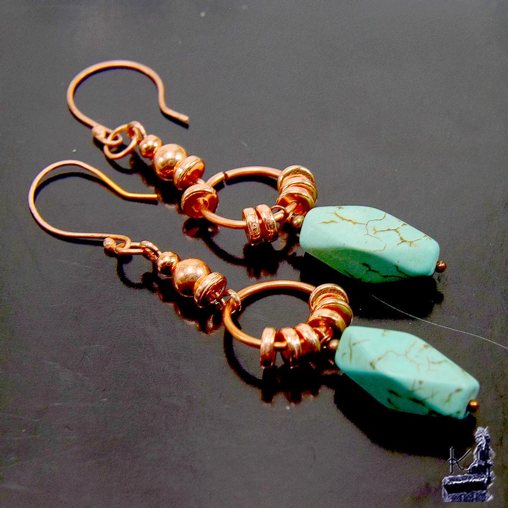 Boucles d'oreille Mevena - cuivre avec perles en howlite – Image 5