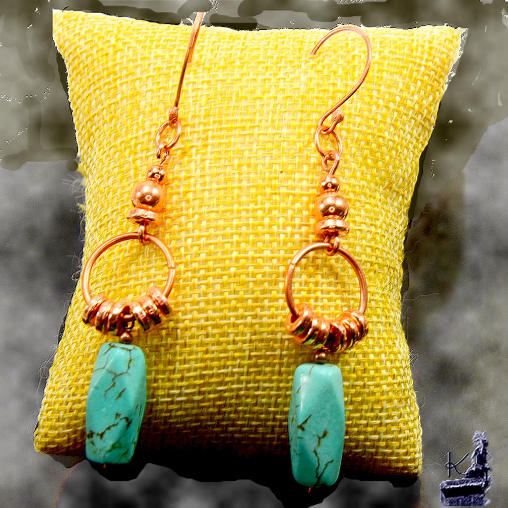 Boucles d'oreille Mevena - cuivre avec perles en howlite – Image 4