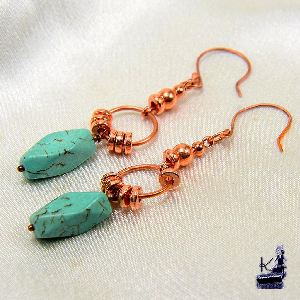 Boucles d'oreille Mevena - cuivre avec perles en howlite – Image 3