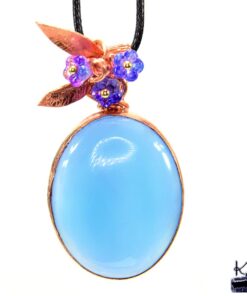 Pendentif Lucia en calcedoine bleue
