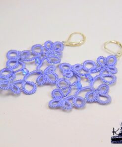 Boucles d'oreille Fodla bleues en dentelle frivolité
