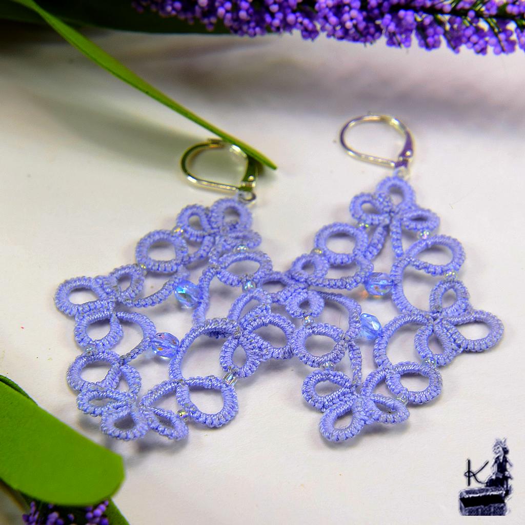 Boucles d'oreille Fodla - dentelle frivolité – Image 3