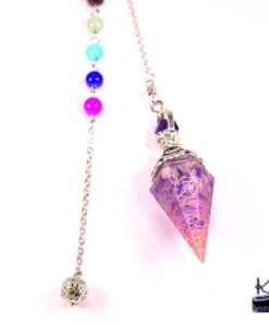 Pendule orgone orgonite en améthyste