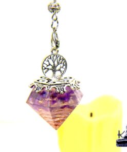 Pendule orgonite en résine, cuivre et améthyste