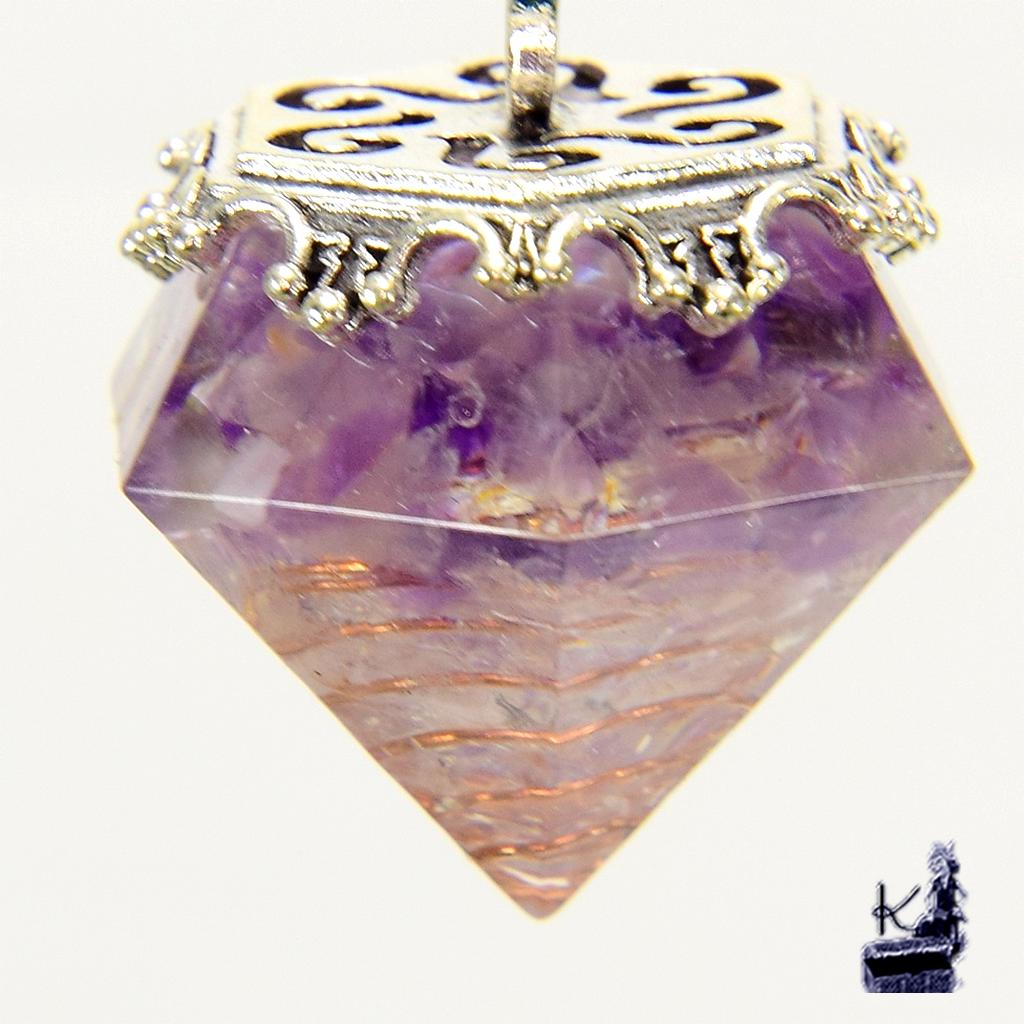 Pendule orgonite en résine et améthyste - arbre de vie – Image 2