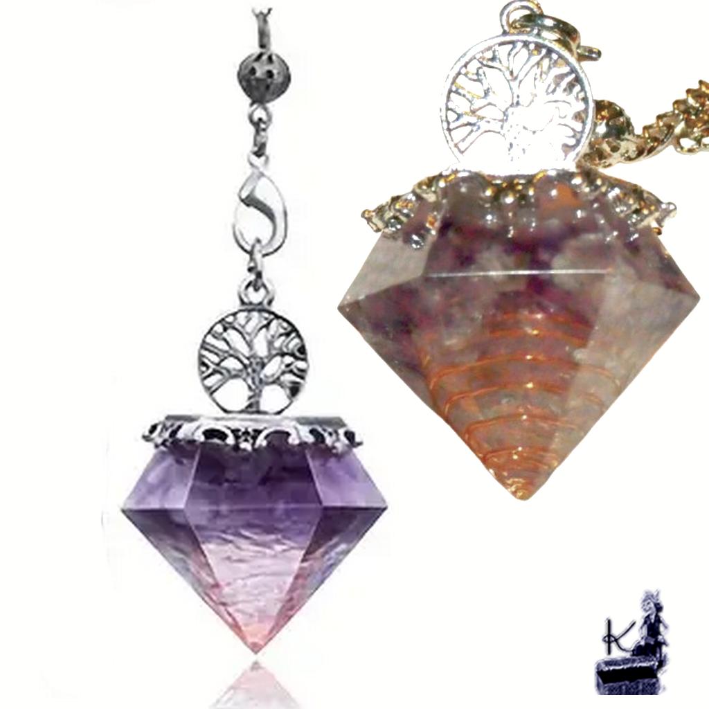 Pendule orgonite en résine et améthyste - arbre de vie – Image 3