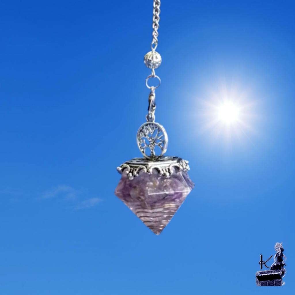 Pendule orgonite en résine et améthyste - arbre de vie – Image 4