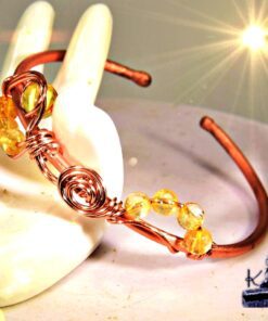 Bracelet jonc Kanna en cuivre naturel et citrine