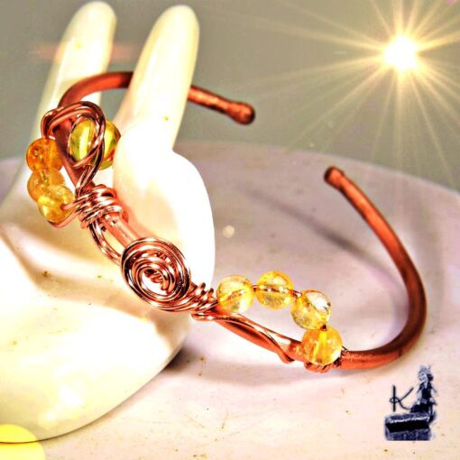 Bracelet jonc Kanna en cuivre naturel et citrine