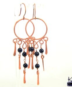 Boucles d'oreille Ina en cuivre et grès vert