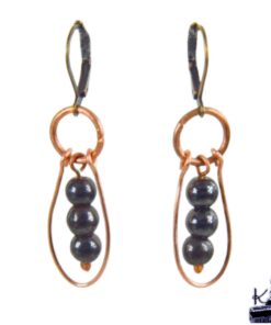 Boucles d'oreille Lusia en cuivre et hématite aimantée