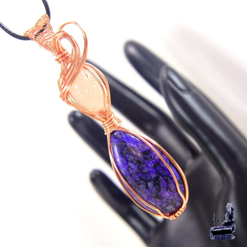 Pendentif Galla - charoite et quartz rose – Image 7