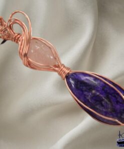 Alternative view of Pendentif Galla - charoite et quartz rose