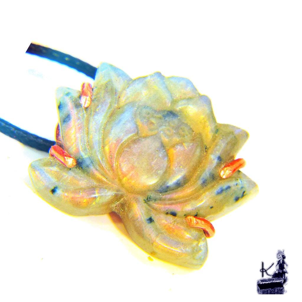 Réservé : Pendentif Lotus - labradorite et cuivre – Image 3