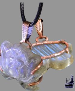 Réservé : Pendentif Lotus - labradorite et cuivre – Image 2