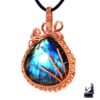 Pendentif Johar - labradorite bleue avec sa toile d'araignée