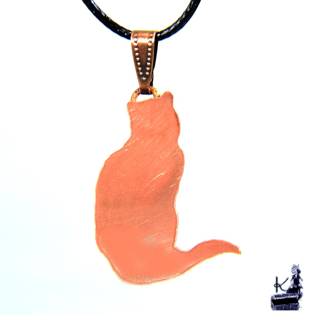 Pendentif unique Tigrou - chat en cuivre naturel