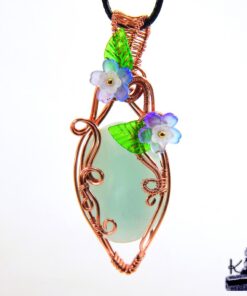 Pendentif Teila en cuivre naturel et hémimorphite